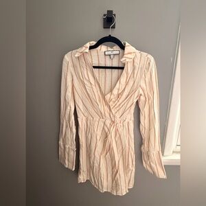 Rachel Parcell Cream and Peach Striped Long Sleeve Dress
